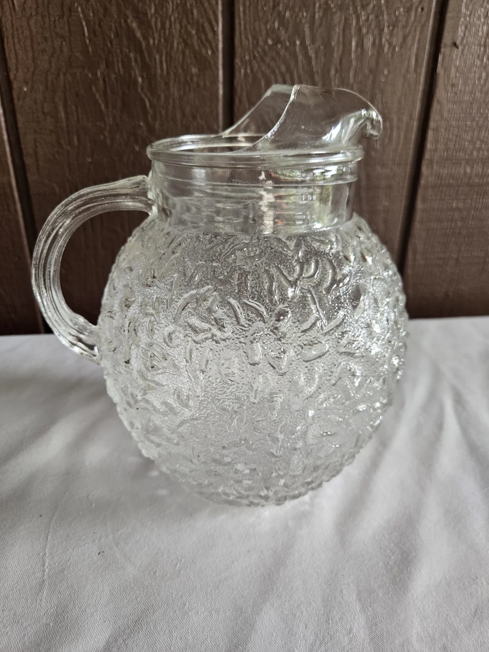 Clear Textured Glass Pitcher